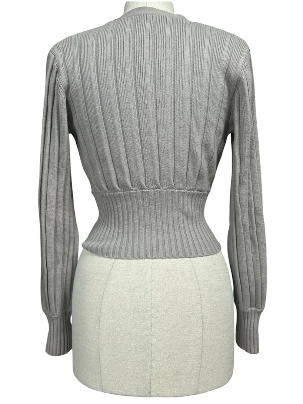 Aritzia Wilfred Plunge Front Cropped Merino Wool Cardigan  in Gray Size Small